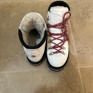 Womens Moncler shearling lined leather ankle boot